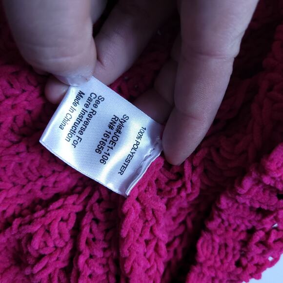 Like, Love Chunky Knit Sweater Fuchsia Sm Oversized Cabincore Cottagecore Cozy - Picture 6 of 8